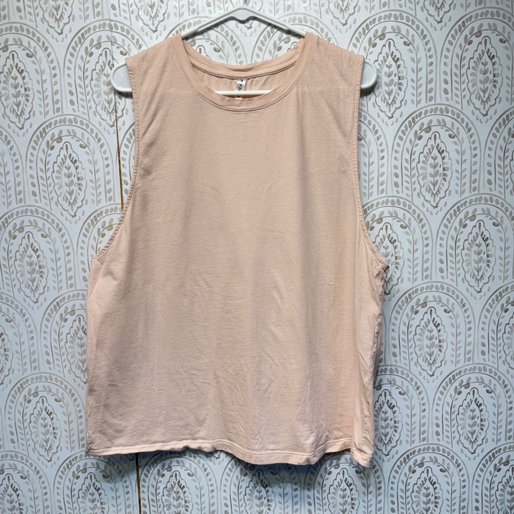 Fabletics Muscle Tankβ Top Womens XL Peach Athleisure Sleeveless Crew Neck Solid